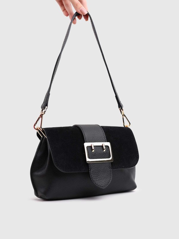 Сумка комбінована з натуральної шкіри, натуральної замши