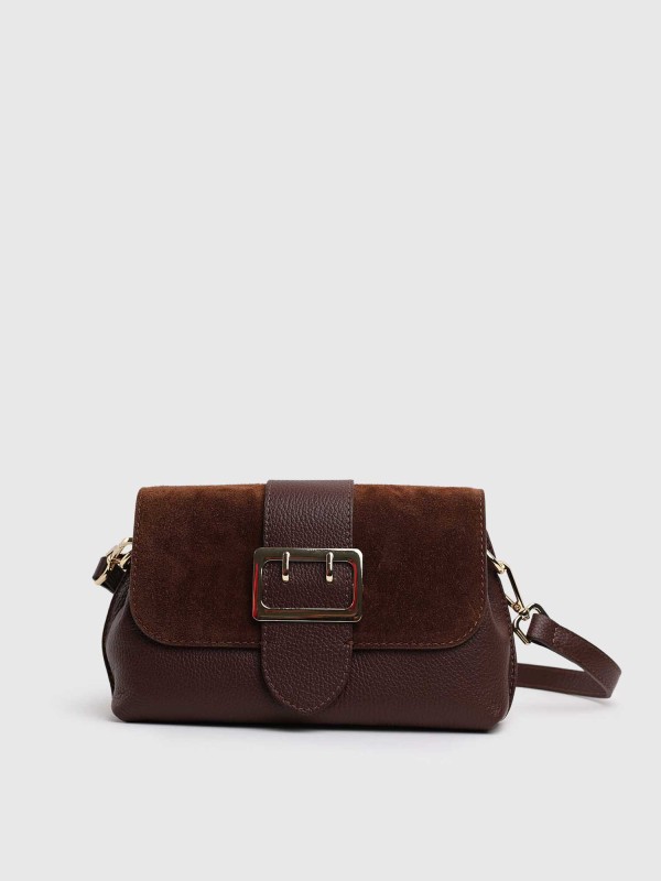 Сумка комбінована з натуральної шкіри, натуральної замши