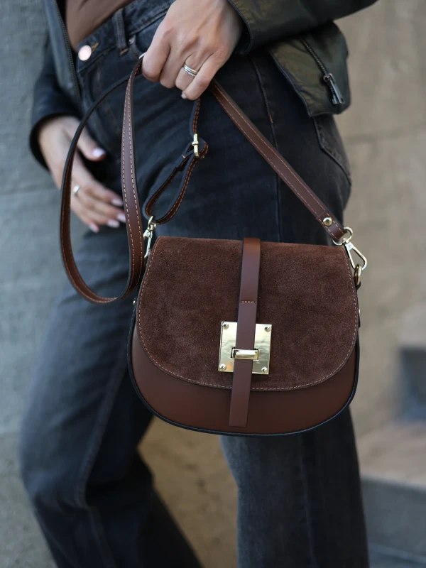 Сумка комбінована з натуральної шкіри, натуральної замши