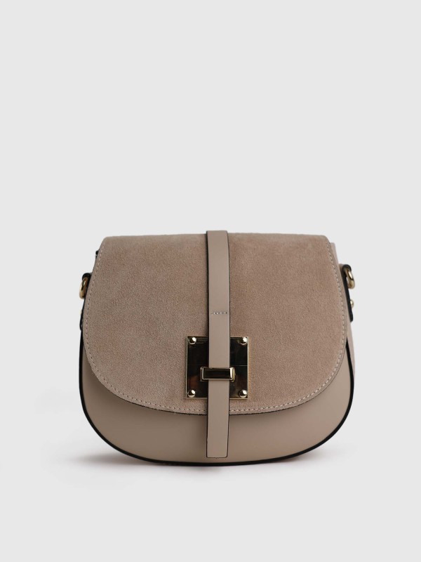 Сумка комбінована з натуральної шкіри, натуральної замши