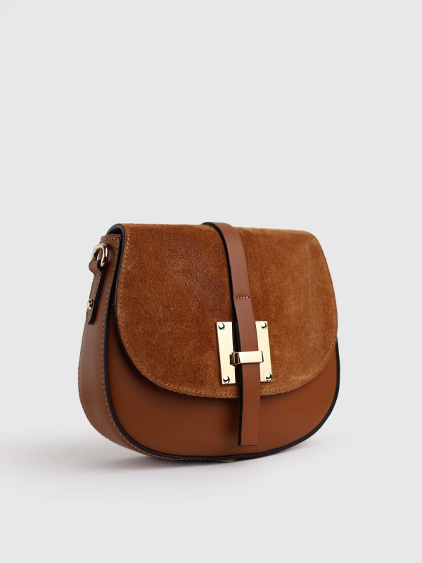 Сумка комбінована з натуральної шкіри, натуральної замши