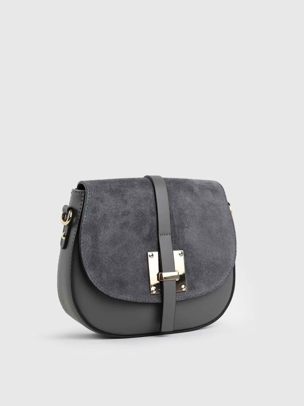 Сумка комбінована з натуральної шкіри, натуральної замши