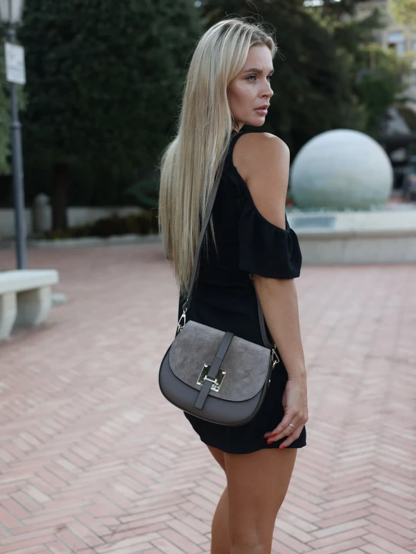 Сумка комбінована з натуральної шкіри, натуральної замши