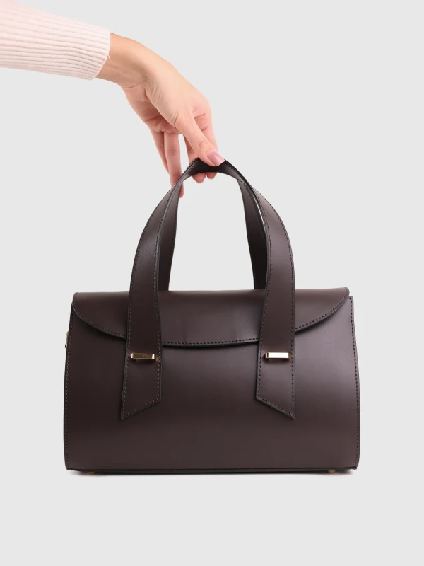 Жіноча сумка крос-боді з натуральної шкіри італійська класична коричнева.