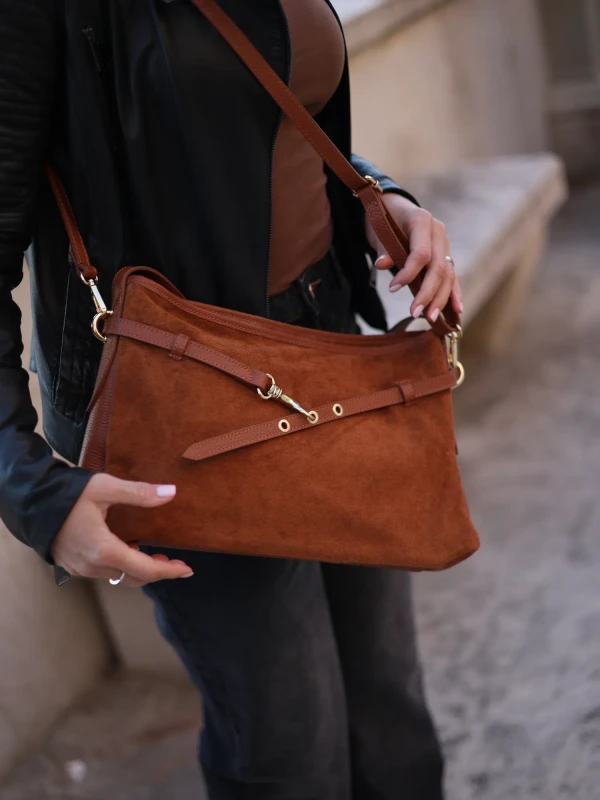 Сумка комбінована з натуральної шкіри, натуральної замши