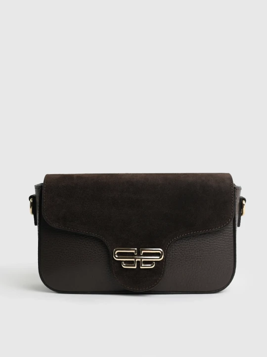 Сумка комбінована з натуральної шкіри, натуральної замши