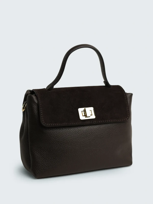 Сумка класична з натуральної шкіри, натуральної замши