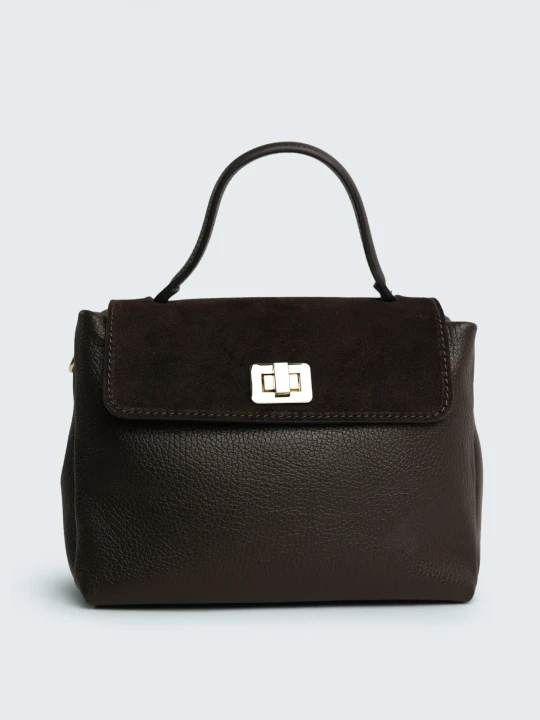 Сумка класична з натуральної шкіри, натуральної замши