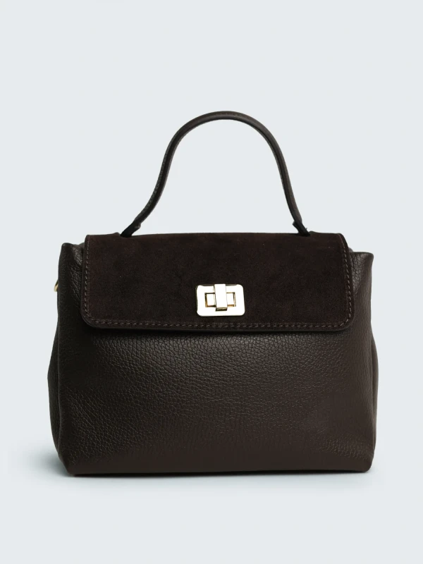 Сумка класична з натуральної шкіри, натуральної замши